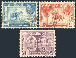 Iraq 130-132,used/thin 131-132. UPU-75, 1949. Post Rider, Equestrian Statue, - Irak