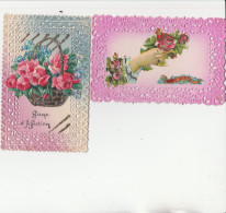 2 CPA FANTAISIE DENTELLEES AVEC AJOUTIS FLEURS - Other & Unclassified