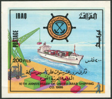 Iraq 1282, Hinged. Mi Bl.52. United Arab Shipping Co,10, 1987. Container Ships. - Irak