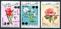 Iraq  621-623, MNH. Michel 691-693. Flowers Overprinted, 1971. - Iraq