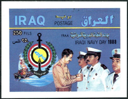 Iraq 1353, MNH. Mi Bl.57. Navy Day 1988. President Hussein Decorating Officers. - Iraq