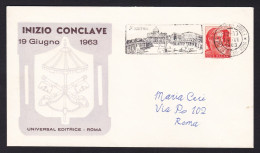 Italy: Cover, 1963, 1 Stamp, Lady, Cancel Mobile Post Office, St Peter Square, Vatican, Architecture (very Small Stain) - Other & Unclassified