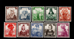 Deutsches Reich 588 - 597 Nothilfe Volkstrachten MLH * Falz Mint - Ungebraucht