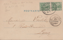 1901 - ALSACE - CACHET CONVOYEUR BAHNPOST STRASSBURG MOLSHEIM SCHLETTSTADT (IND 7) ZUG 649 - CP => LYON - Lettres & Documents