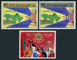 Iraq 544-546,546a,MNH.Michel 601-603 Bl.18. Al-Baath Party,23,1970.Map,Slogans. - Iraq