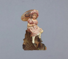 Ancien Chromo Polychrome Découpis, "jeune Fille à L'ombrelle", Vers 1900 - Ragazzi