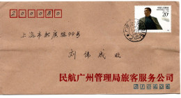 78823 - VR China - 1991 - 20f Tao Zhu EF A Bf GUANGDONG GUANGZHOU -> SHANGHAI - Cartas & Documentos