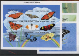 Burkina Faso 1580-1588, Block 180-181, 83 Postfrisch Schmetterlinge #JU217 - Burkina Faso (1984-...)