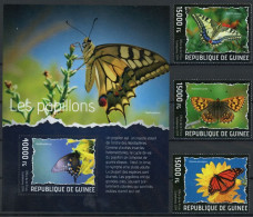 Guinea Kleinbogen 10259-10261, Block 2340 Postfrisch Schmetterling #JU257 - Guinée (1958-...)