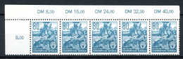 DDR Waag. 5er Streifen Eckrand 378 XII Postfrisch Randdruck #HS079 - Sonstige & Ohne Zuordnung