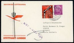 Lufthansa Erstflug Stuttgart-London 22.4.56 Mischfrankatur #HX303 - Sonstige & Ohne Zuordnung