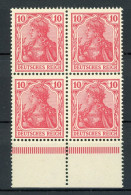 Deutsches Reich 4er Block Unterrand 71 Postfrisch Gepr. Jäschke #IA249 - Unused Stamps
