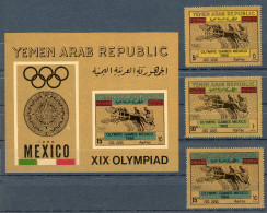 Jemen Arab. Rep. 742-744 + Bl. 71 Postfrisch Mexiko 1968 #ID300 - Yemen