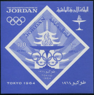 Jordan C34a Sheet, MNH. Michel 507 Bl.21. Olympics Tokyo-1964. Pagoda, Torch. - Jordanie