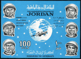 Jordan 496a Var, MNH. Mi Bl.19. Russian Cosmonauts, VOSKHOD 12/10/64 Overprint. - Jordania