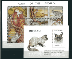 St. Vincent Kleinb. 3063-3071, Block 332 Postfrisch Katze #IA198 - St.Vincent Und Die Grenadinen