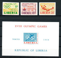 Liberia 623-625 B + Bl. 31 B Postfrisch Tokio 1964 #ID152 - Liberia