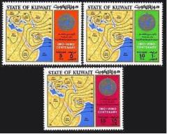 Kuwait 577-579,hinged. Mi 571-573. Meteorological Cooperation 1973. Weather Map. - Koweït