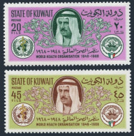 Kuwait 389-390, Hinged. Michel 385-386. WHO-20, 1968. Sheik Sabah, Arms. - Koweït