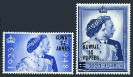 Kuwait 82-83, Hinged. Michel 75-76. Silver Wedding 1948. George VI & Elizabeth. - Koweït