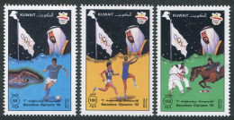 Kuwait 1190-1192, MNH. Mi 1322-1324. Olympics Barcelona-1992. Swimmer, Soccer, - Koeweit