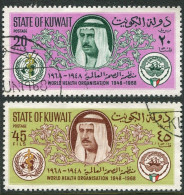 Kuwait 389-390, Used. Michel 385-386. WHO-20, 1968. Sheik Sabah, Arms. - Kuwait