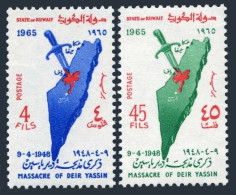 Kuwait 281-282, MNH. Michel 275-276. Dier Yassin Massacre 1965. Map Of Palestine - Kuwait