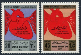 Kuwait 545-546, MNH. Michel 539-540. World Health Day, 1972. Heart. - Koeweit