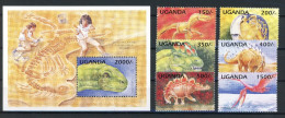 Uganda 1514-1519, Block 236 Postfrisch Dinosaurier #IS885 - Oeganda (1962-...)
