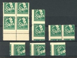 SBZ Thüringen Lot Mit 11 Abarten 95 A X U Postfrisch Verzähnt #HU135 - Altri & Non Classificati