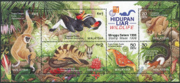 Malaysia 604a Af Sheet, MNH. Mi 619-624 Bl.15. Wildlife 1996, Hong Kong-1997. - Malaysia (1964-...)