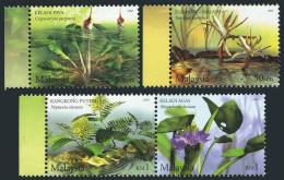 Malaysia 882-883,884 Ab Pair,MNH. Aquatic Plants,2002. - Maleisië (1964-...)