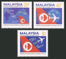 Malaysia 340-342,MNH.Michel 341-343. Kuala Lumpur-Los Angeles Inaugural Flight. - Malasia (1964-...)