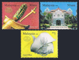 Malaysia 1100-1102, MNH. Sultan Aalan Shah Gallery, 2006.Sword,sheath,Headdress. - Malesia (1964-...)