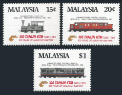 Malaysia 301-303,304,MNH.Mi 304-307. Malaya Railways,100th Ann.1985.Locomotives. - Maleisië (1964-...)