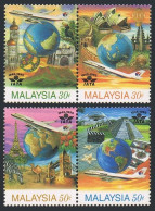 Malaysia 559-561a Pairs, MNH. Michel 575-576. IATA,50th Ann.1995. Jet,Landmarks. - Malasia (1964-...)