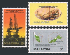 Malaysia 314-316, MNH. Mi 314-316. National Oil Industry, 1985. Offshore Rig,Map - Malasia (1964-...)