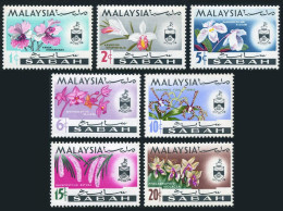Malaysia Sabah 17-23,MNH.Michel 17-23. Orchids 1965.State Crest. - Maleisië (1964-...)
