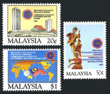 Malaysia 405-407,MNH.Michel 410-412. Commonwealth Meeting,1989.Folk Dancers,Map. - Malasia (1964-...)