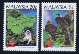 Malaysia 411-412,MNH.Michel 416-417. National Park-50.Sloth,Bird,Map.1989.  - Malesia (1964-...)