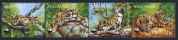 Malaysia 538-541a Strip,MNH.Michel 557-560. WWF 1995.Neofelis Nebulosa - Malasia (1964-...)