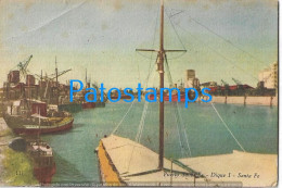 228834 ARGENTINA SANTA FE PORT PUERTO DIQUE I & SHIP POSTAL POSTCARD - Argentina