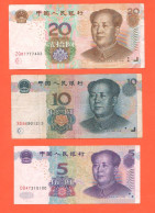Cina 5 + 10 +20 Yuan 1999 E 2005 China  Tse-tung Mao - Cina