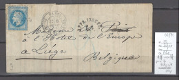 France - Lettre Paris Pour Liège - Belgique - Affranchissement Insuffisant - 02/1871 - 1849-1876: Periodo Classico