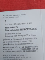 Doodsprentje Maria Louisa Hurckmans / Hamme 5/8/1924 - 2/3/1988 ( D.v. Arthur Hurckmans En Margriet Van Hese ) - Religion &  Esoterik