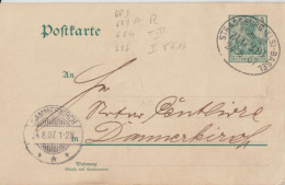 1907 - ALSACE - CACHET CONVOYEUR BAHNPOST STRASSBURG BASEL (IND 7) ZUG 213 SUP ! - CP ENTIER => DAMMERKIRCH (DANNEMARIE) - Cartas & Documentos
