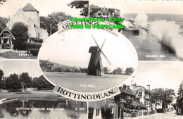 R358406 Greetings From Rottingdean. Old Mill. Rough Sea. St. Margaret Church. Sh - World