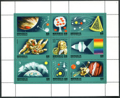 Mongolia 951 Ai Sheet, MNH. Mi 1048-1052. Sir Isaac Newton, 1977. Satellites. - Mongolia