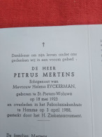 Doodsprentje Petrus Mertens / Sint Pieters Woluwe 18/5/1923 Hamme 3/4/1988 ( Helena Eyckerman ) - Religión & Esoterismo