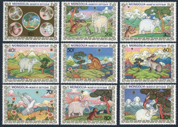 Mongolia 1389-1397,MNH.Mi 1657-65. Fairy Tales,1984.Elephant,Monkey,Rabbit,Dove. - Mongolei